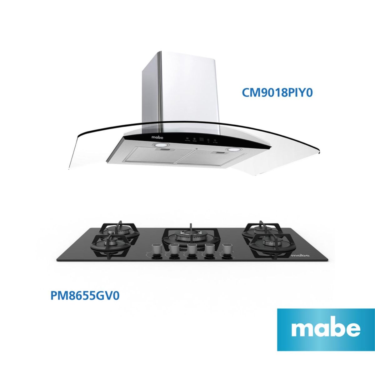 MABE - Combo Campana Decorativa CM9018PIY0 + Cocina empotrable PM8655GV0