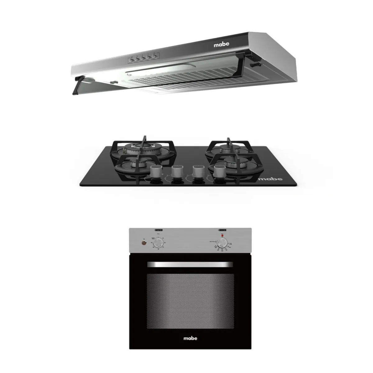 MABE - Combo Campana Utilitaria CMU6020PI0 + Cocina empotrable PM6045GV0 + Horno empotrable eléctrico HM6028EYAI0