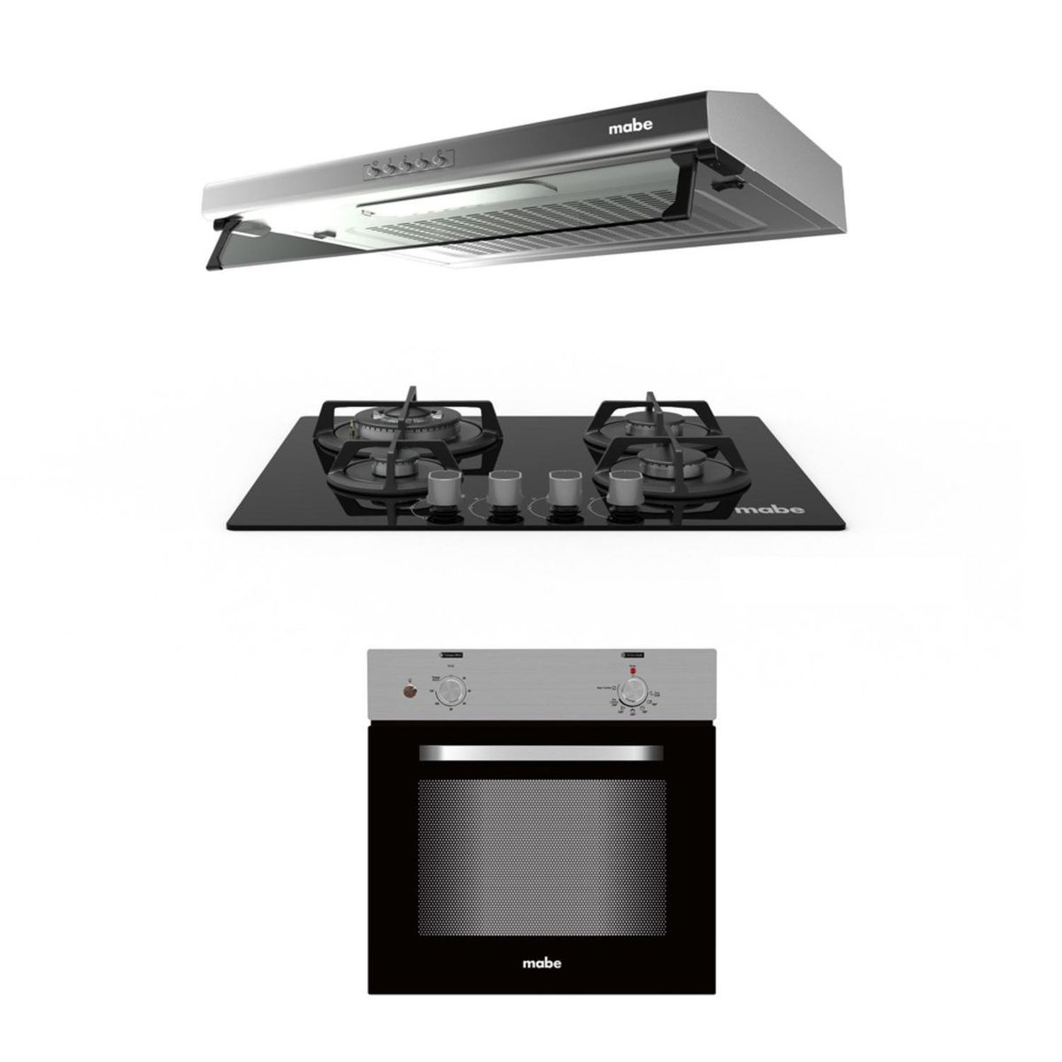 MABE - Combo Campana Utilitaria CMU6020PI0 + Cocina empotrable PM6045GV0 + Horno empotrable eléctrico HM6028EYAI0