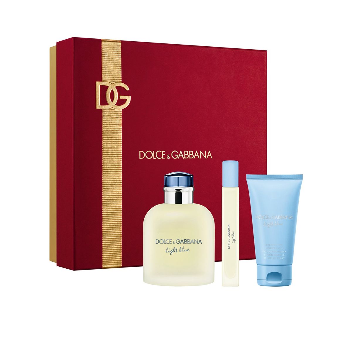 DOLCE&GABBANA - Set Perfume Light Blue Pour Homme Edt 125 Ml + Shower Gel 50 Ml + Travel Spray