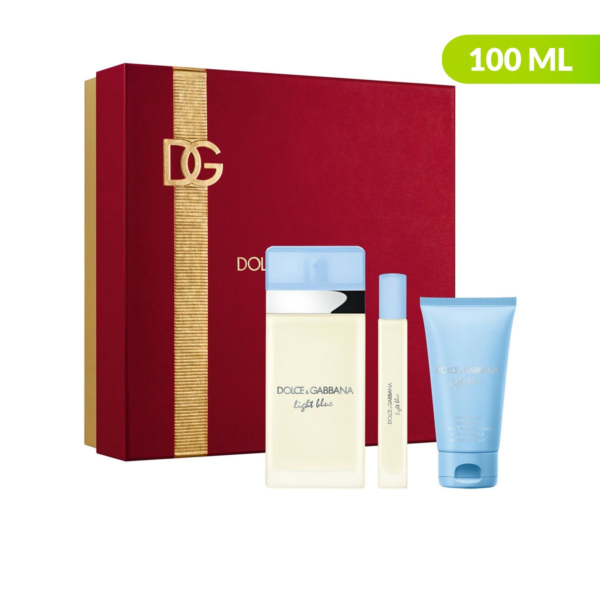 DOLCE&GABBANA - Set Perfume Light Blue Edt 100 Ml + Body Cream 50 Ml + Travel Spray Mujer