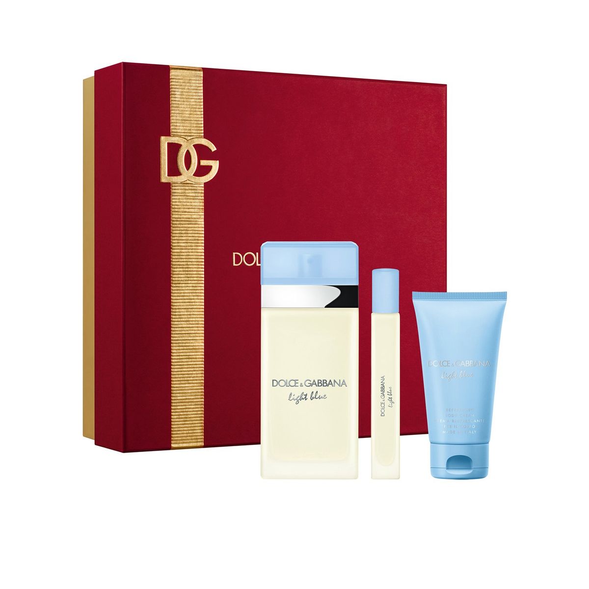 DOLCE&GABBANA - Set Perfume Light Blue Edt 100 Ml + Body Cream 50 Ml + Travel Spray Mujer