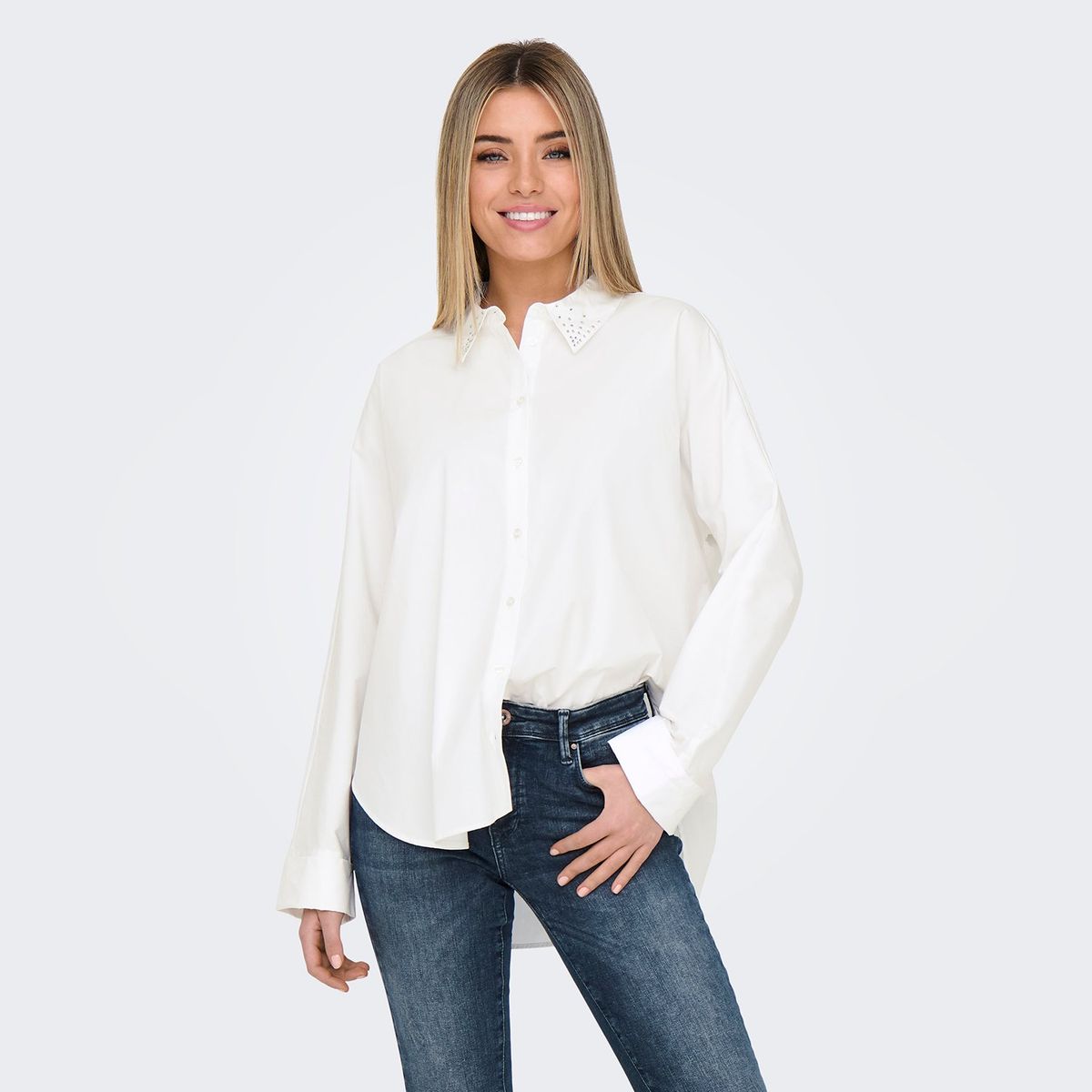 ONLY - Camisa Manga Larga 100% Algodón Mujer Only