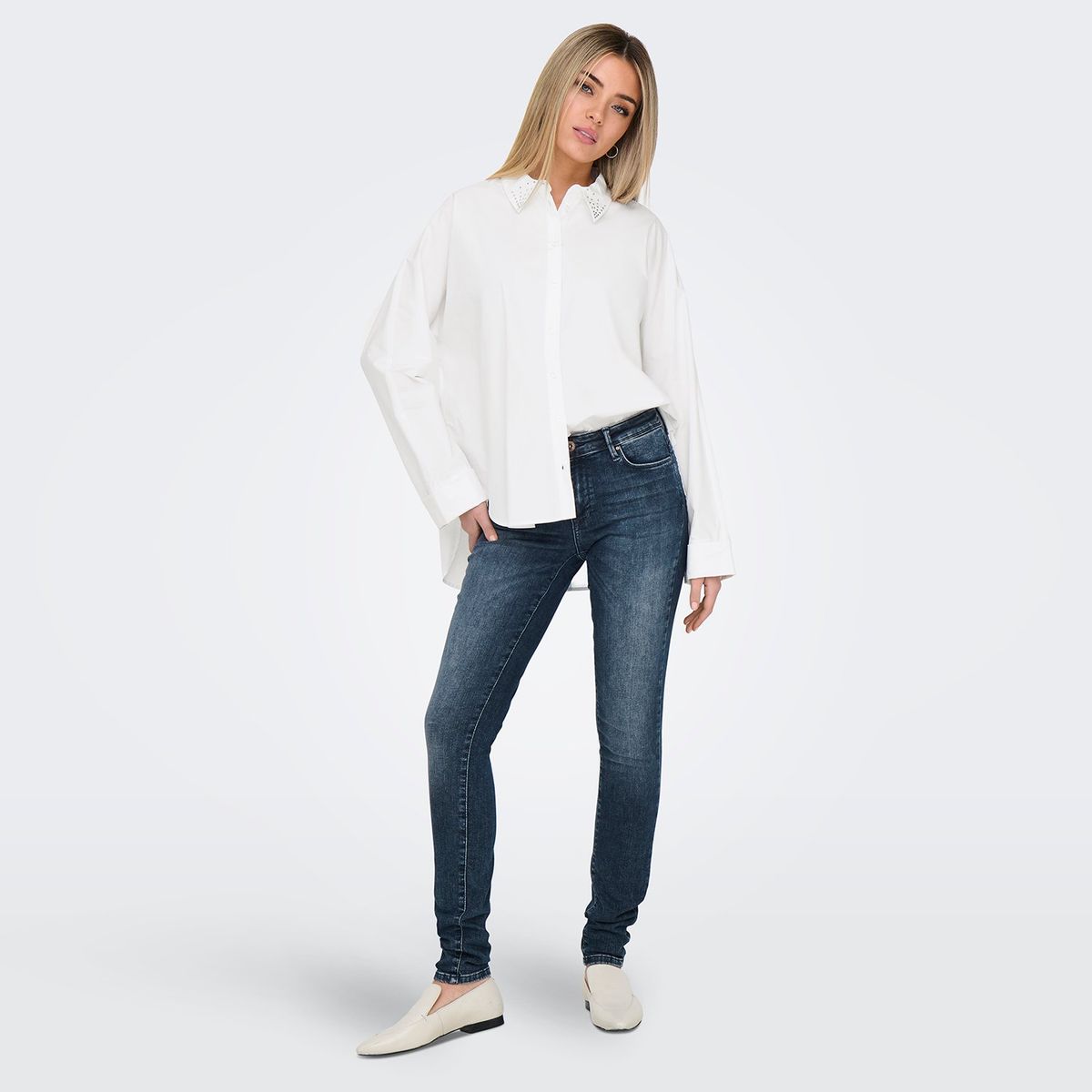 ONLY - Camisa Manga Larga 100% Algodón Mujer Only