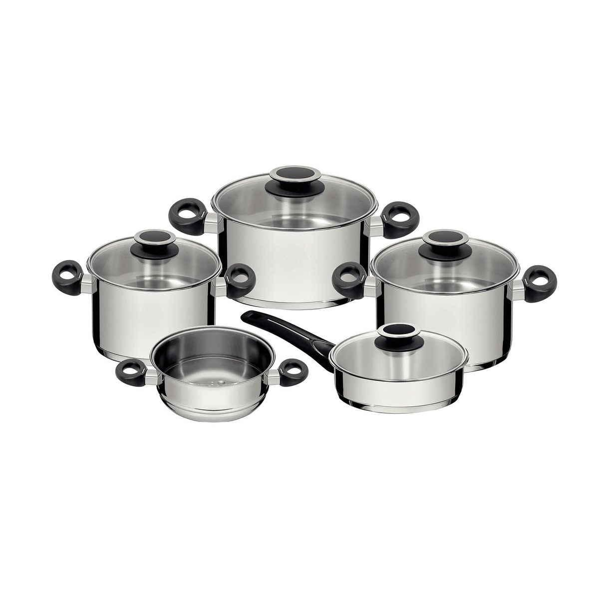 TRAMONTINA - Juego de Ollas 5 Piezas Acero Inoxidable Solar
