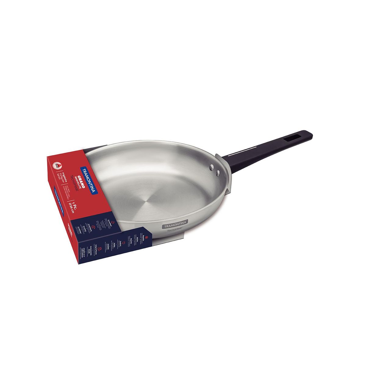 TRAMONTINA - Sartén Acero Inoxidable Grano Baquelita 26 cm