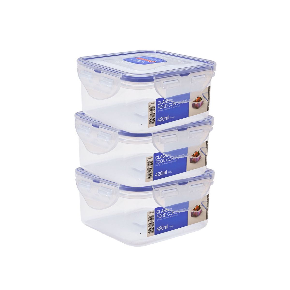 LOCK & LOCK - Set X3 Envase Hermético Cuadrado 420ml Locknlock