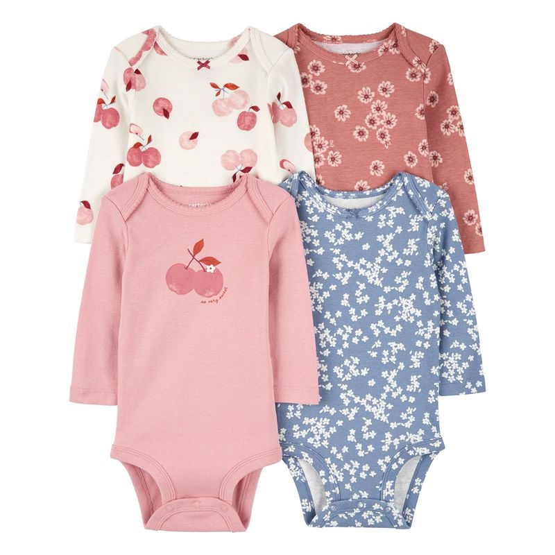CARTER'S - Body Bebé Niña Pack X4 Algodón Carters