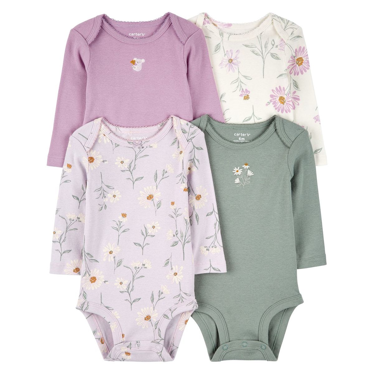 CARTER'S - Body Bebé Niña Pack X4 Algodón Carters