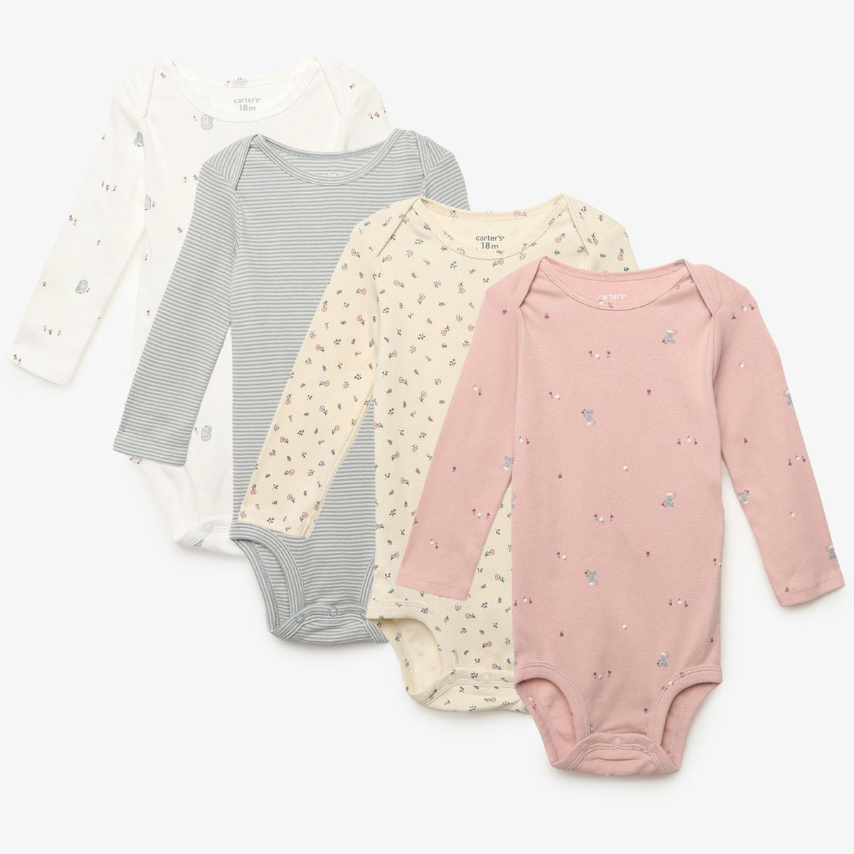 CARTER'S - Body Bebé Niña Pack X4 Algodón Carters