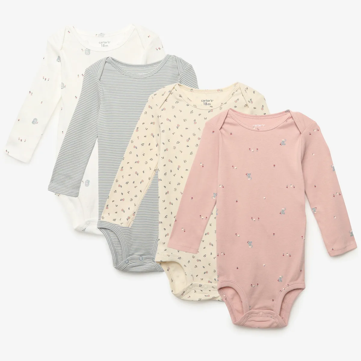 CARTER'S - Body Bebé Niña Pack X4 Algodón Carters