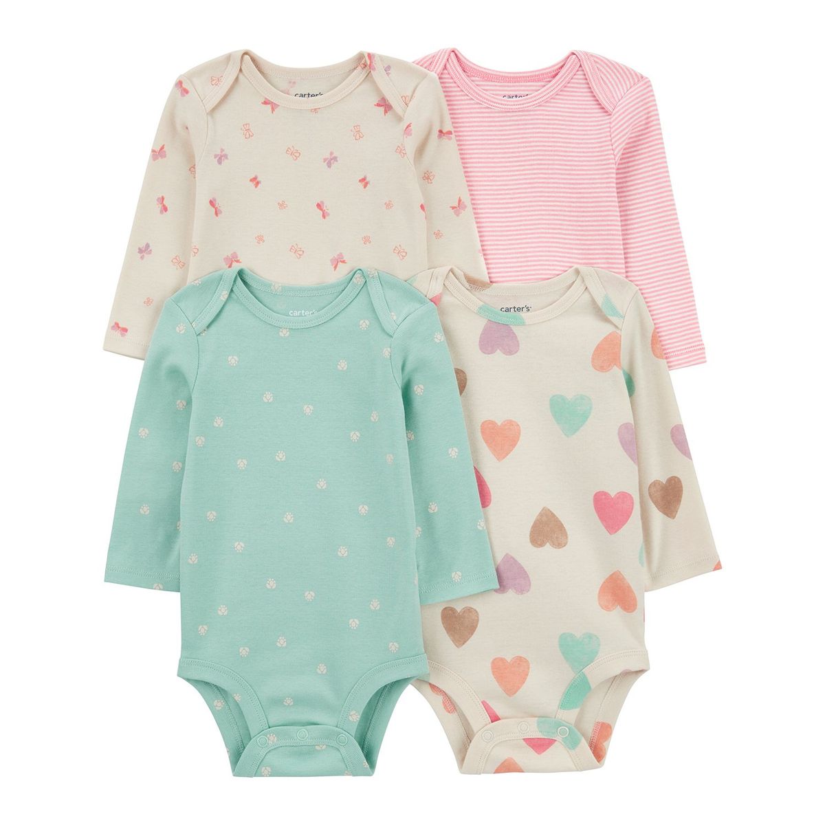 CARTER'S - Body Bebé Niña Pack X4 Algodón Carters