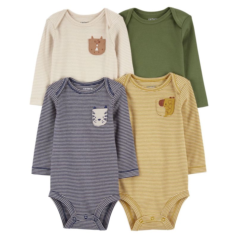 CARTER'S - Body Bebé Niño Pack X4 Algodón Carters