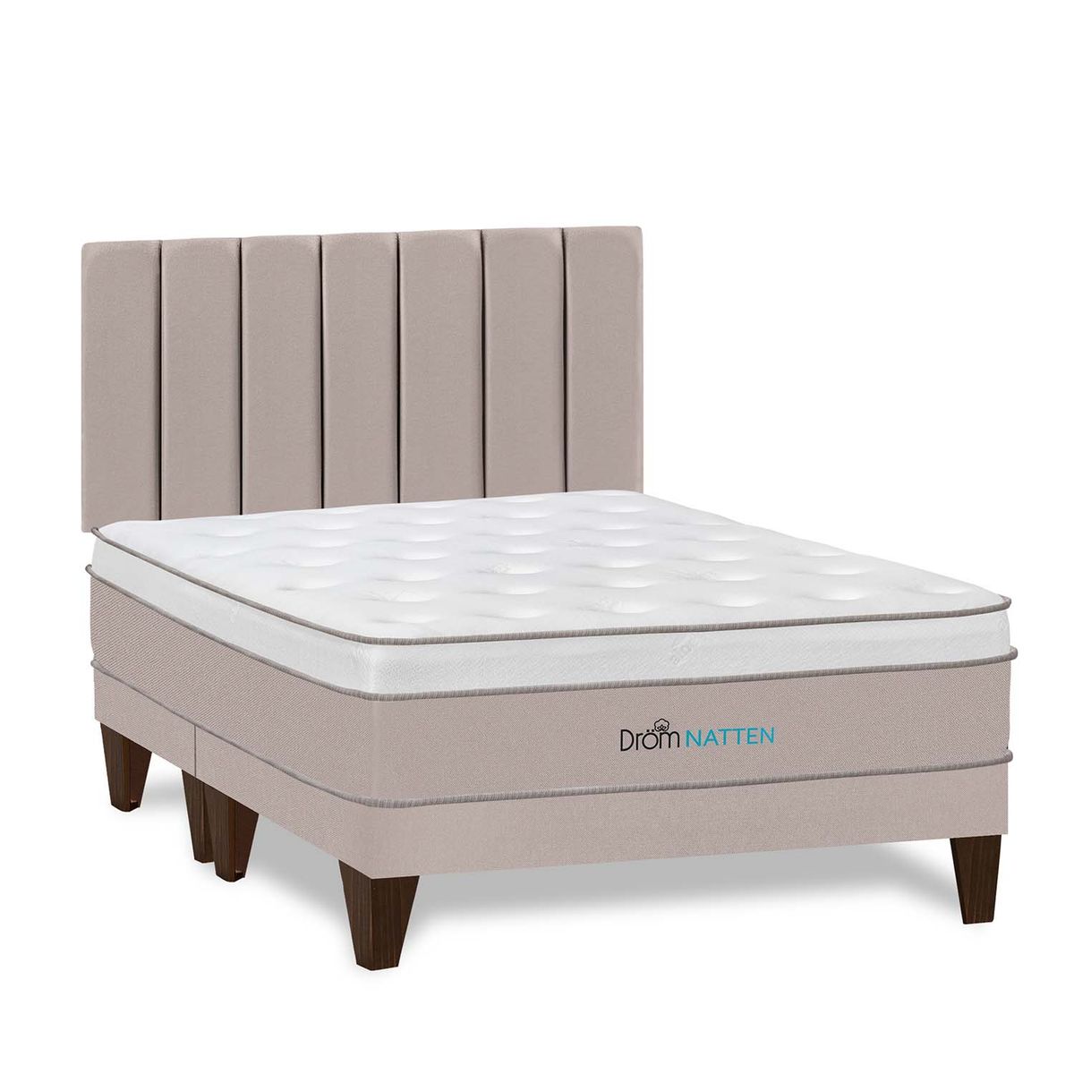 DROM - Dormitorio Europeo Natten Queen + 2 Almohadas Viscoelásticas + Protector