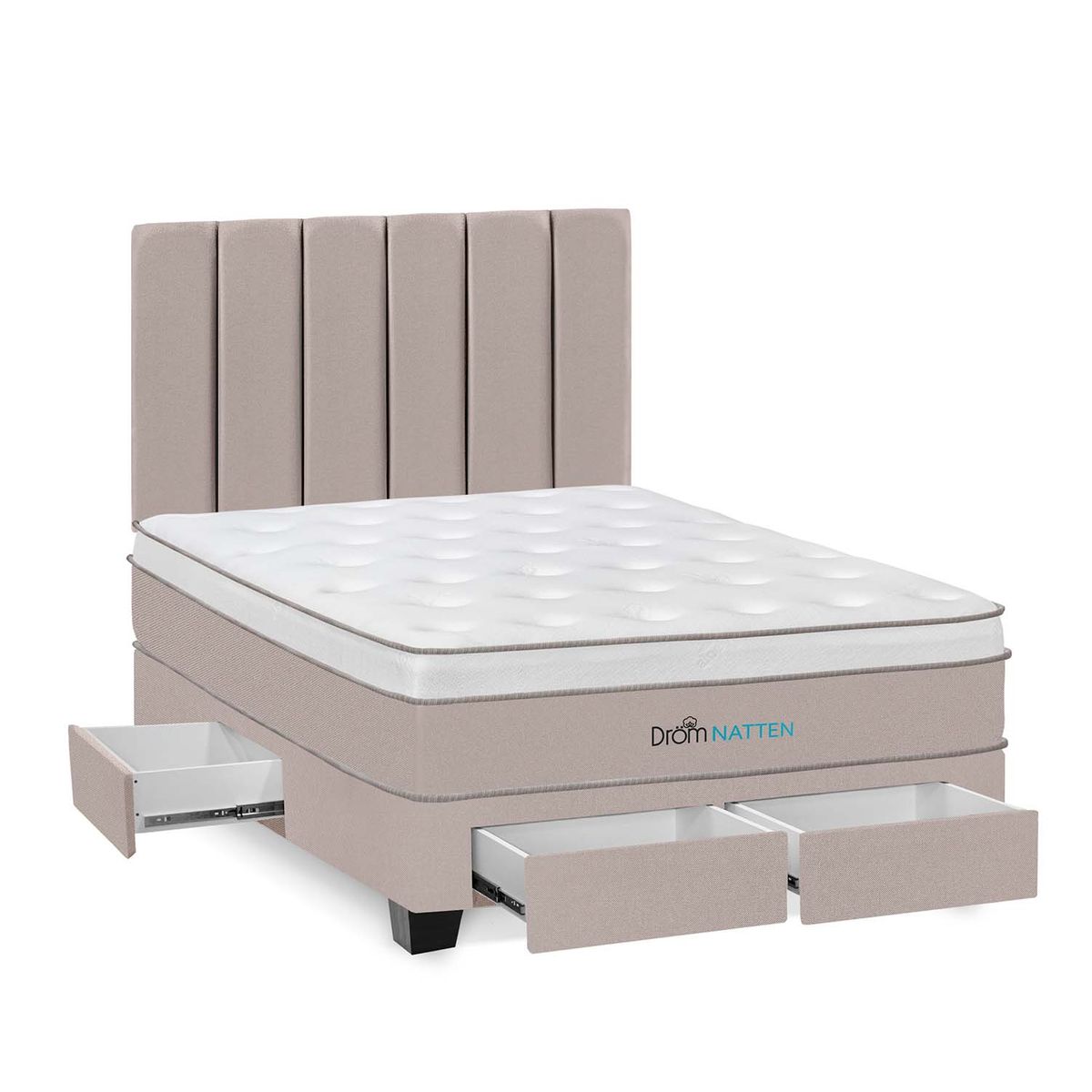 DROM - Dormitorio Con Cajones Natten 2 Plz + 2 Almohadas Viscoelásticas + Protector