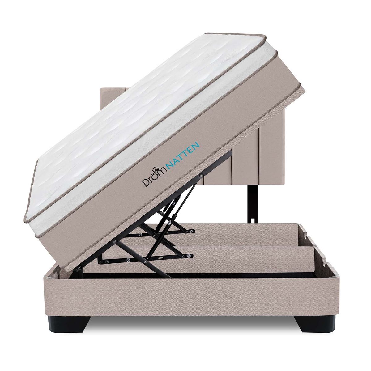 DROM - Dormitorio Boxet Natten Queen + 2 Almohadas Viscoelásticas + Protector