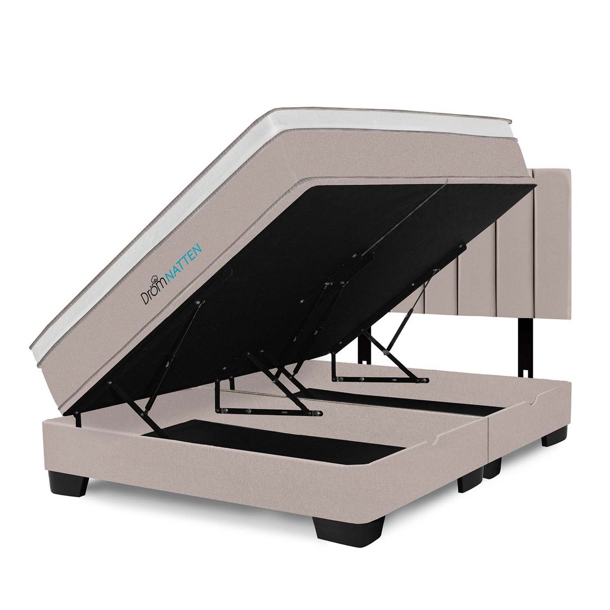 DROM - Dormitorio Boxet Natten Queen + 2 Almohadas Viscoelásticas + Protector