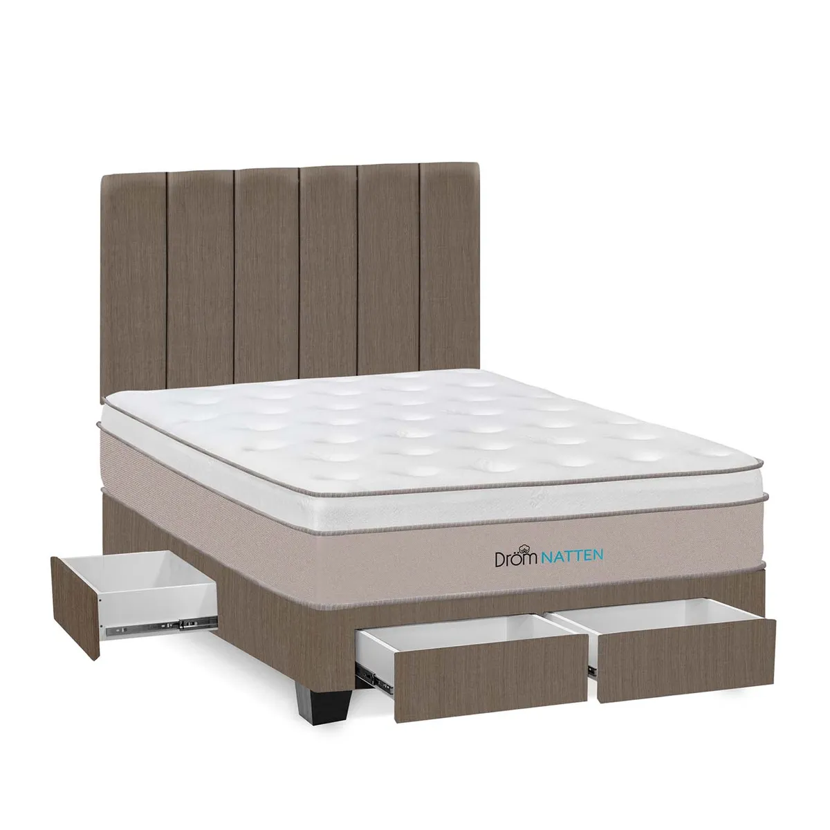 DROM - Dormitorio Con Cajones Natten 2 Plz + 2 Almohadas Viscoelásticas + Protector