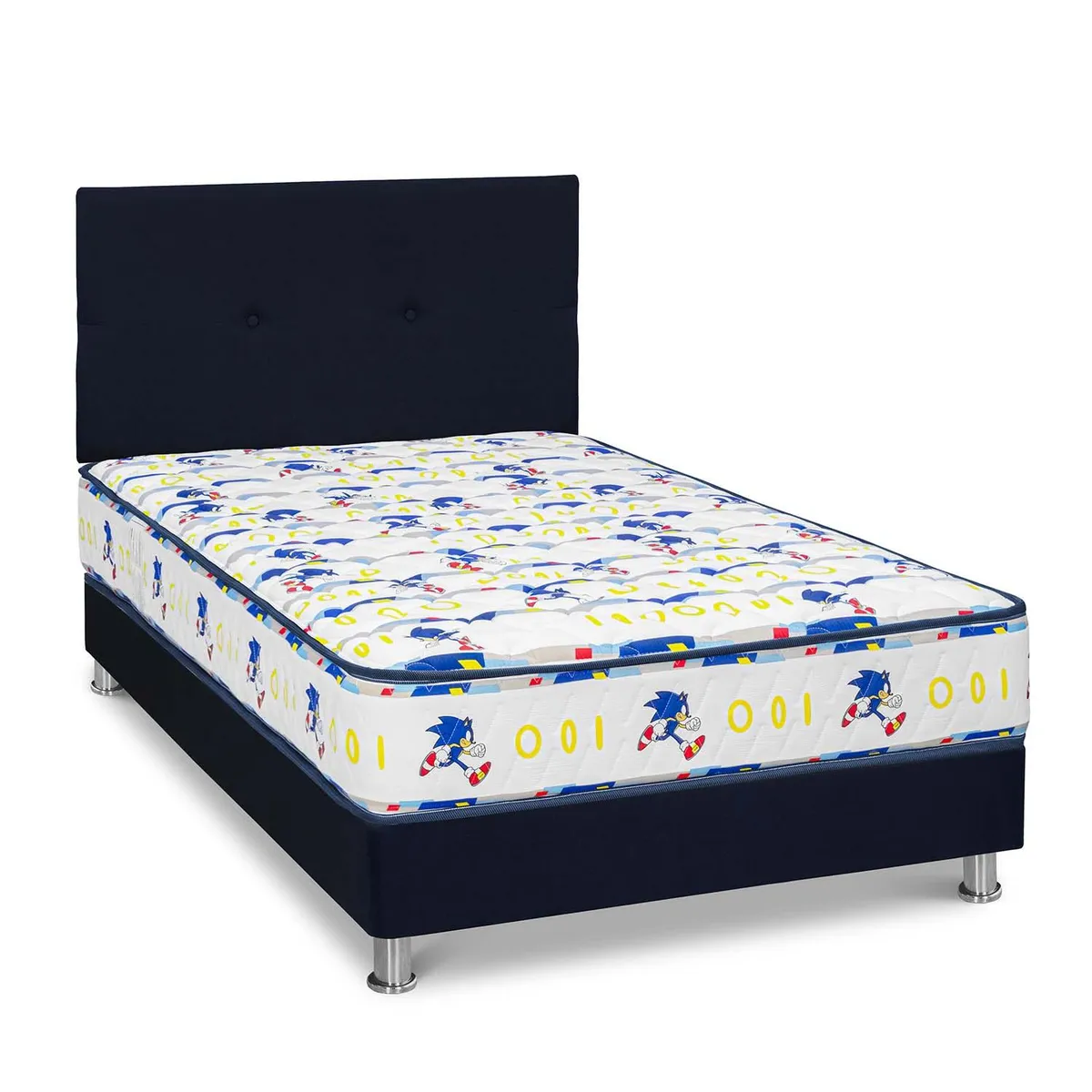 FORLI - Dormitorio Sonic 1.5 Plz Azul + 1 Almohada  + Protector