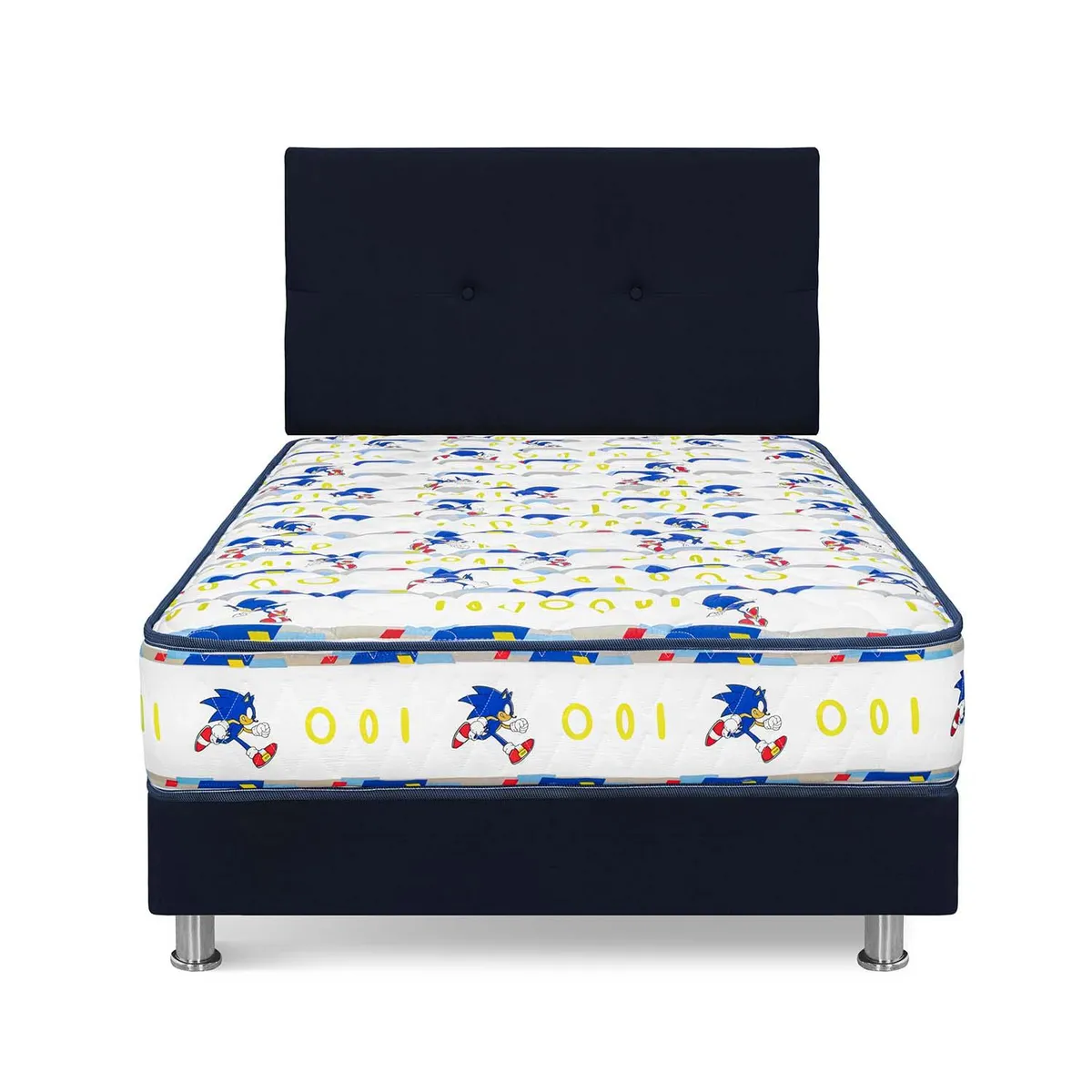 FORLI - Dormitorio Sonic 1.5 Plz Azul + 1 Almohada  + Protector