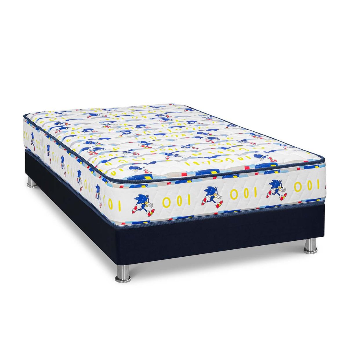 FORLI - Cama Sonic 1.5 Plz Azul + 1 Almohada + Protector