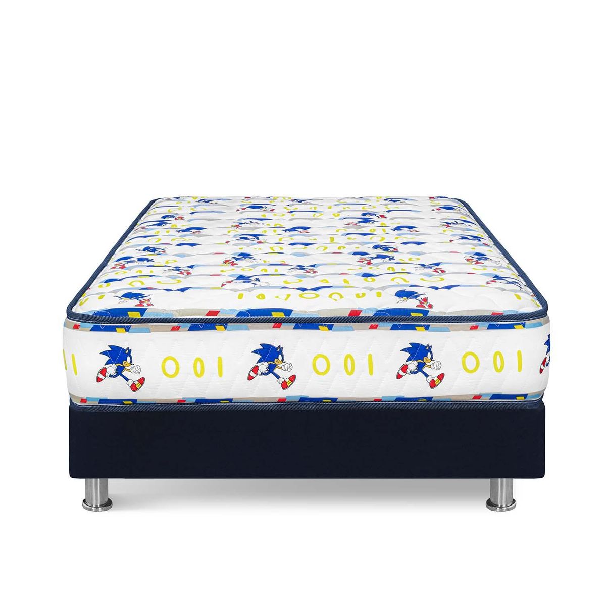 FORLI - Cama Sonic 1.5 Plz Azul + 1 Almohada + Protector