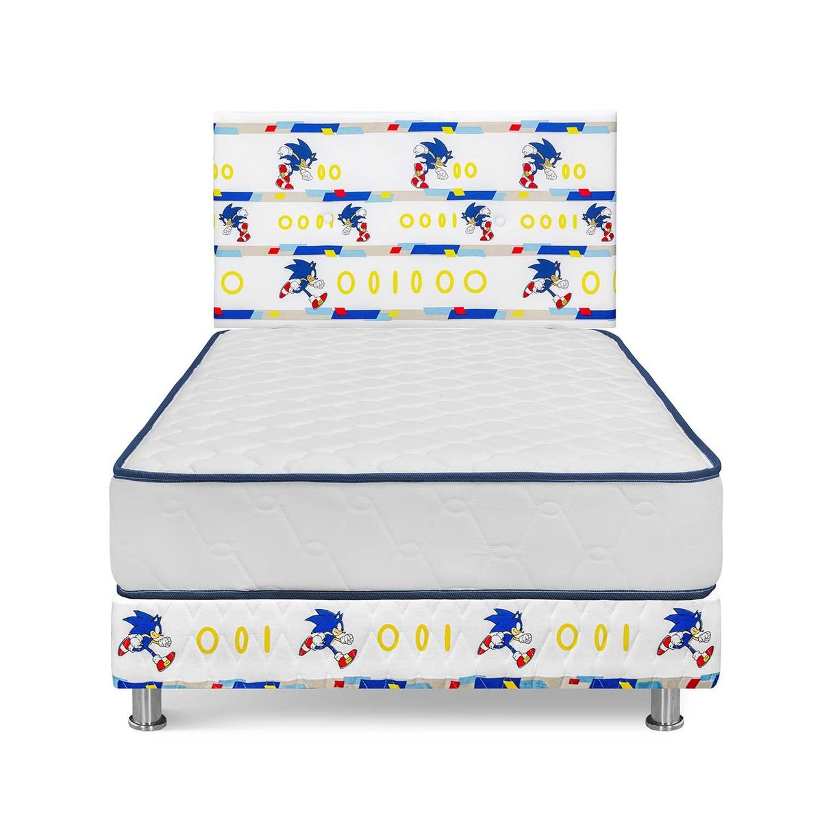 FORLI - Dormitorio Sonic 1.5 Plz Blanco + 1 Almohada  + Protector