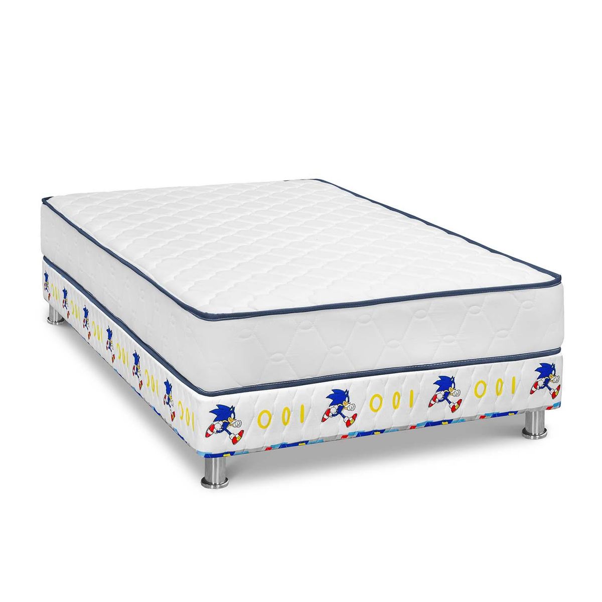 FORLI - Cama Sonic 1.5 Plz Blanco + 1 Almohada + Protector