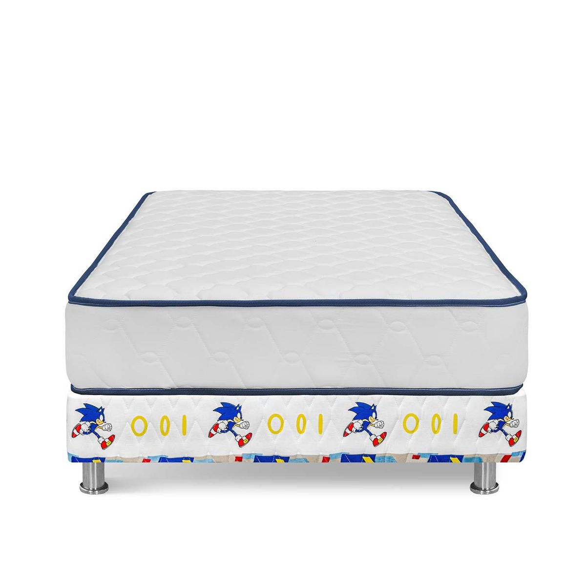 FORLI - Cama Sonic 1.5 Plz Blanco + 1 Almohada + Protector