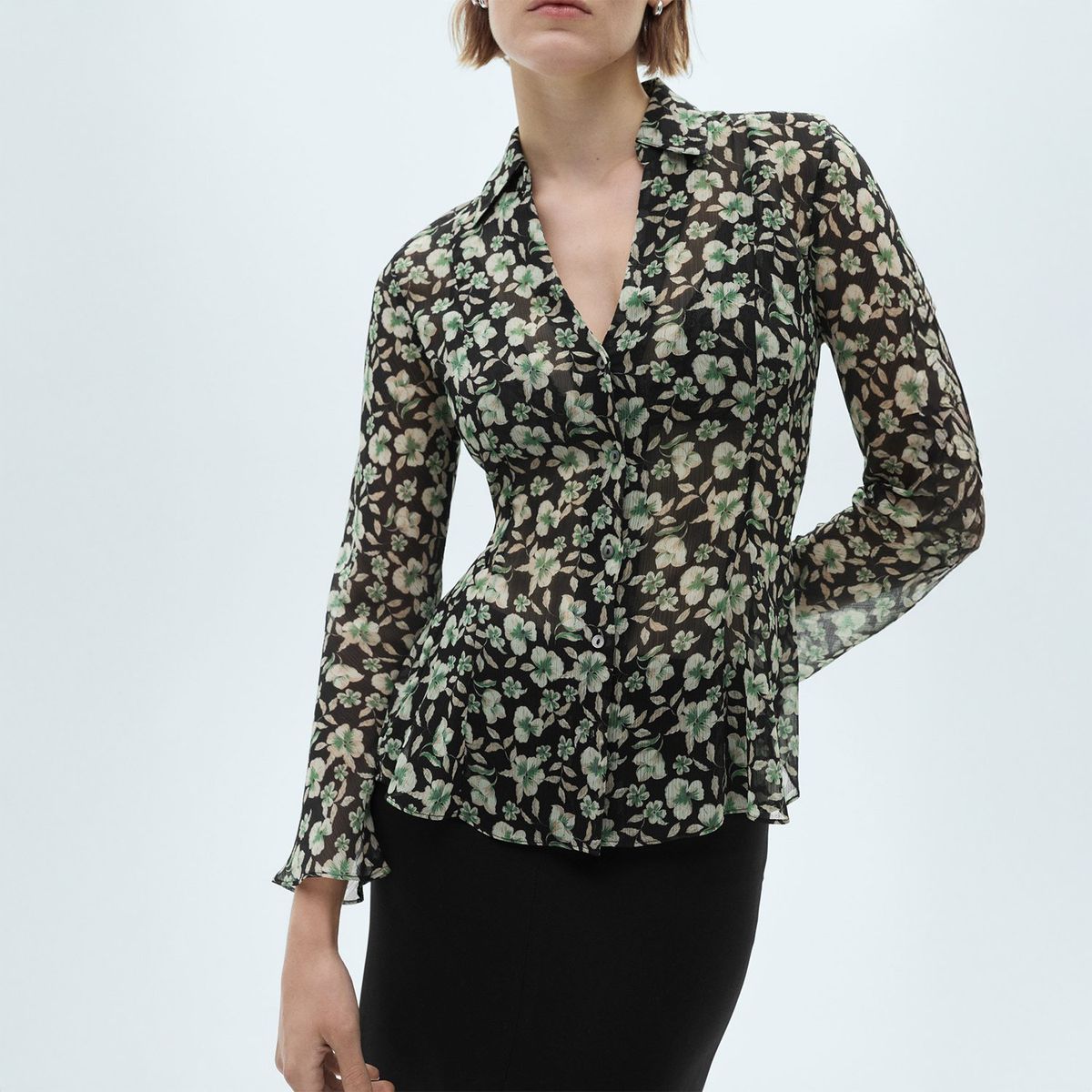 MANGO - Camisa Manga Larga Casual Mujer Mango