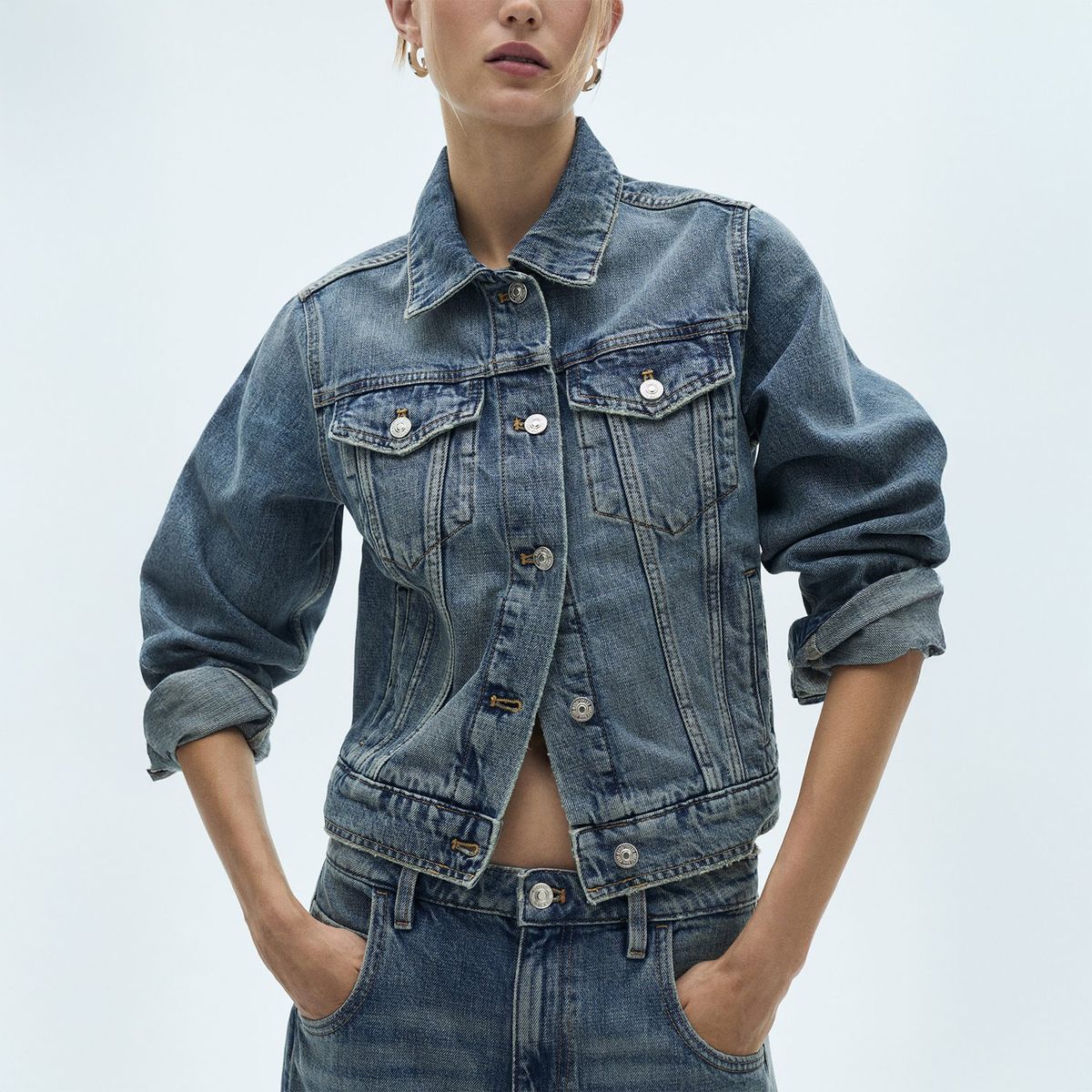 MANGO - Casaca Jean 100% Algodón Mujer Mango