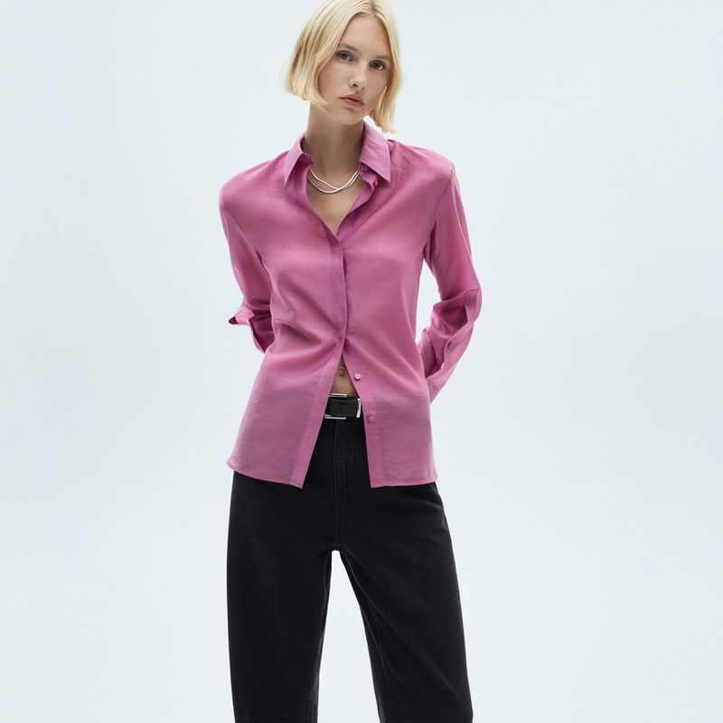 MANGO - Camisa Manga Larga Casual Mujer Mango