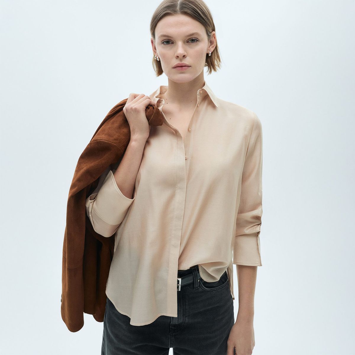 MANGO - Camisa Manga Larga Casual Mujer Mango