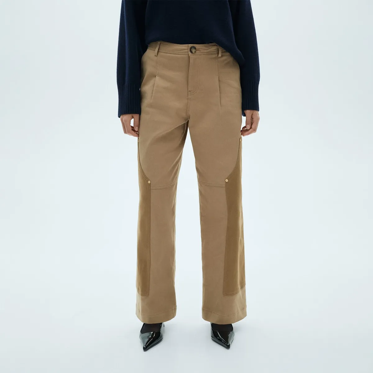 MANGO - Pantalón Recto Algodón Mujer Mango