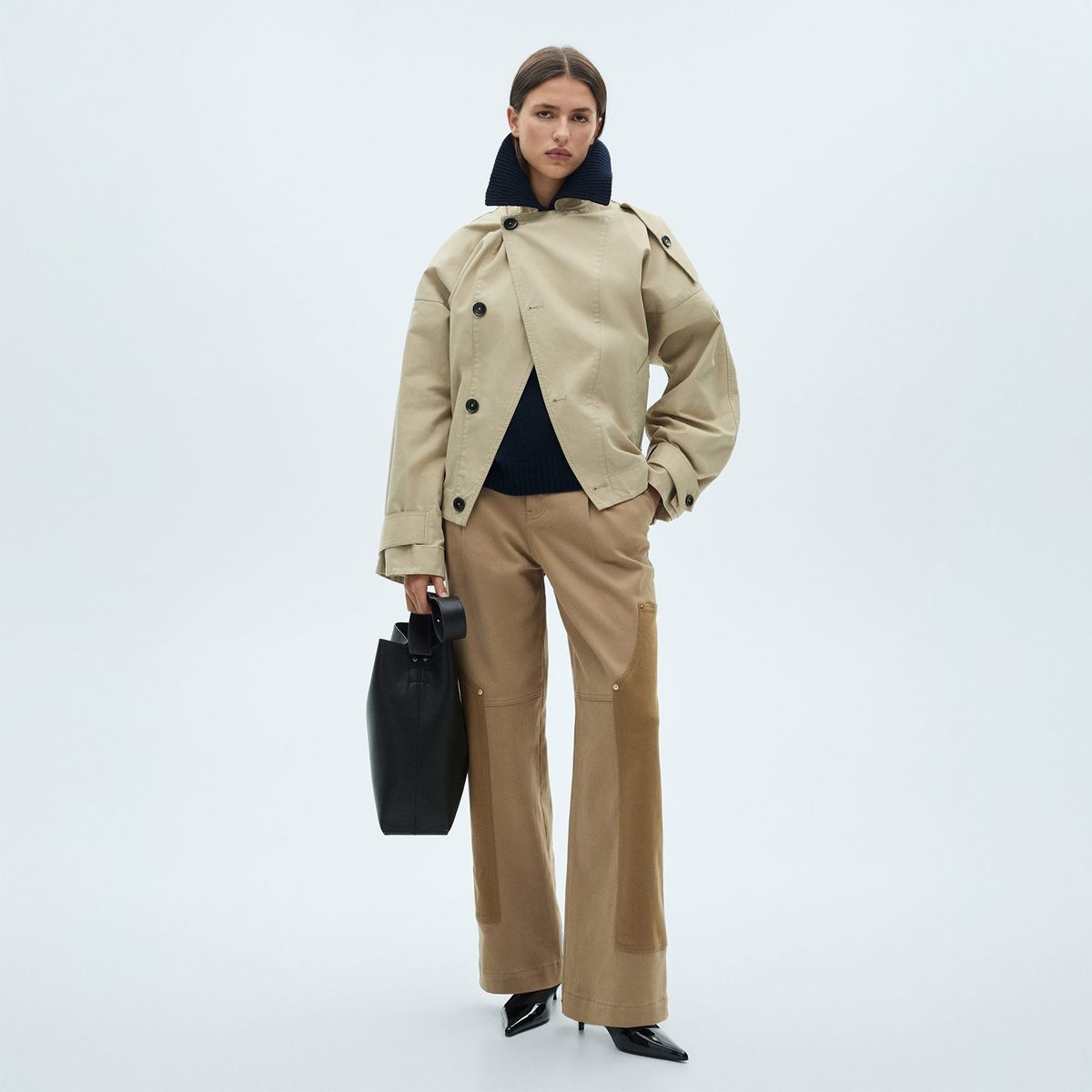 MANGO - Pantalón Recto Algodón Mujer Mango