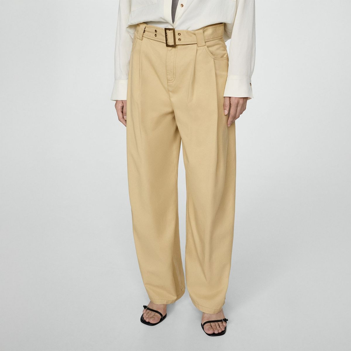 MANGO - Pantalón Recto Algodón Mujer Mango