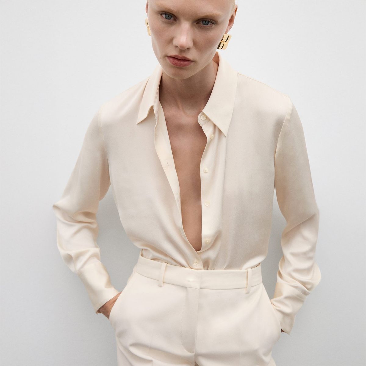 MANGO - Blusa Manga Larga Mujer Mango