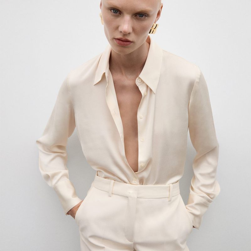 MANGO - Blusa Manga Larga Mujer Mango