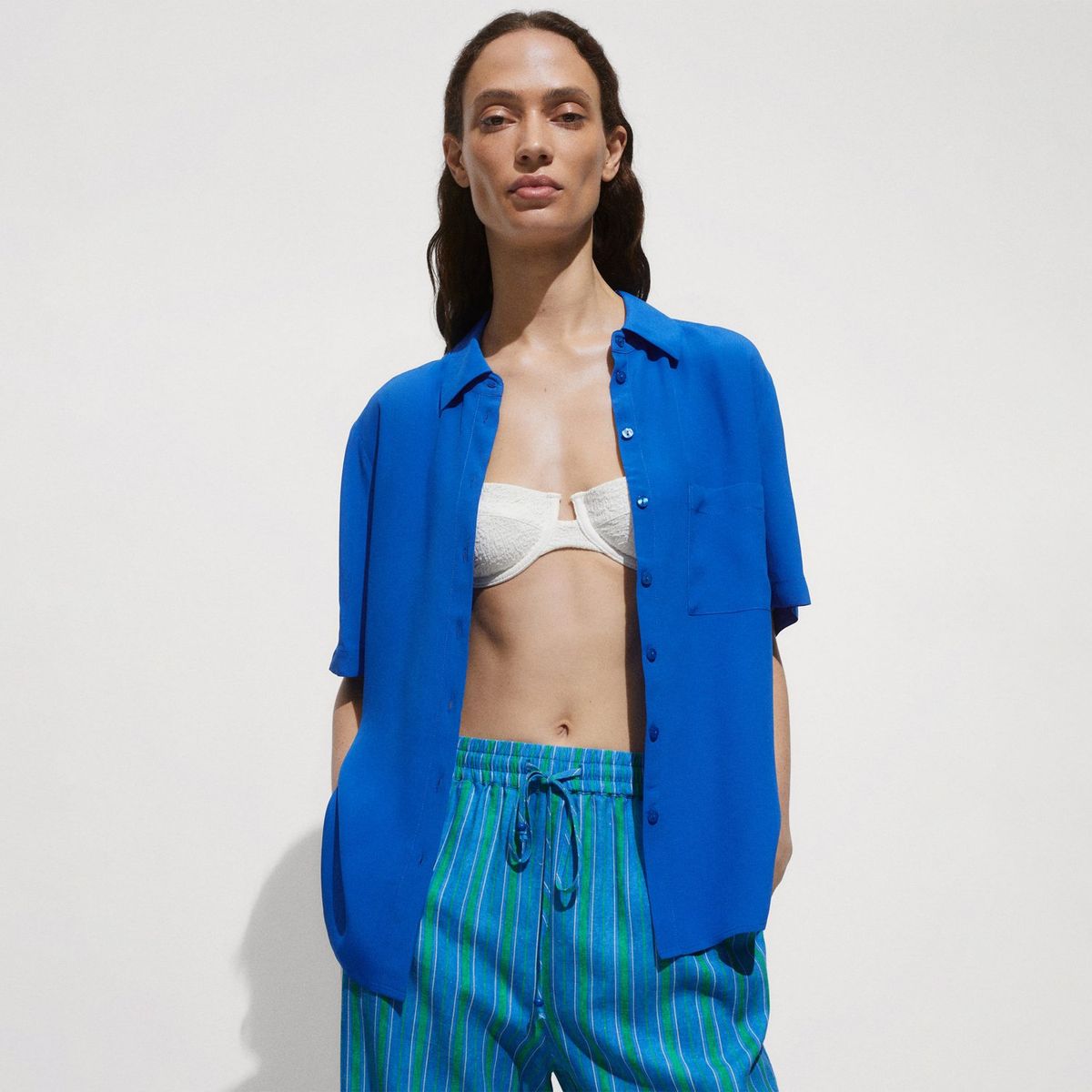 MANGO - Blusa Manga Corta Mujer Mango