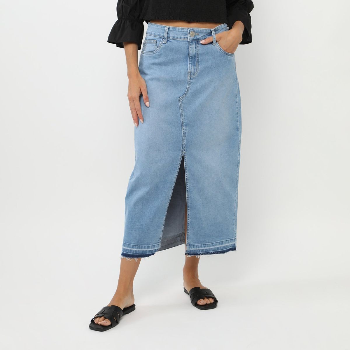 BASEMENT - Falda Larga Algodón Mujer Basement