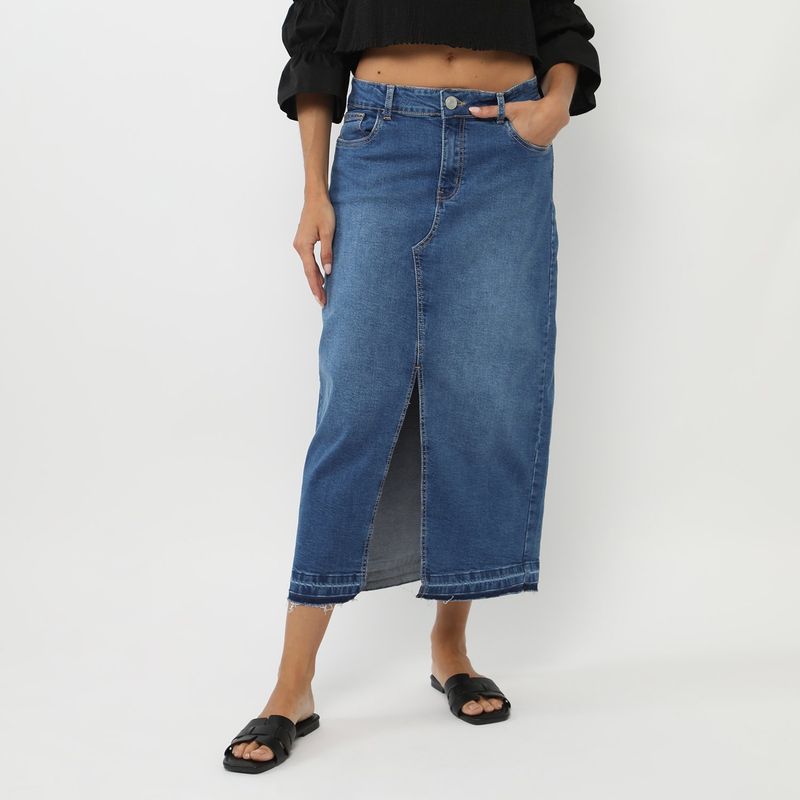 BASEMENT - Falda Larga Algodón Mujer Basement