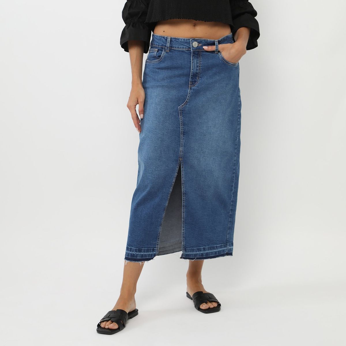 BASEMENT - Falda Larga Algodón Mujer Basement