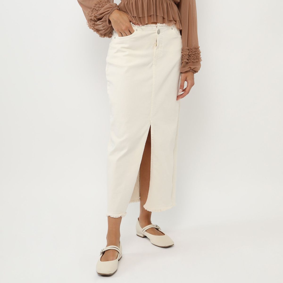 BASEMENT - Falda Larga Algodón Mujer Basement