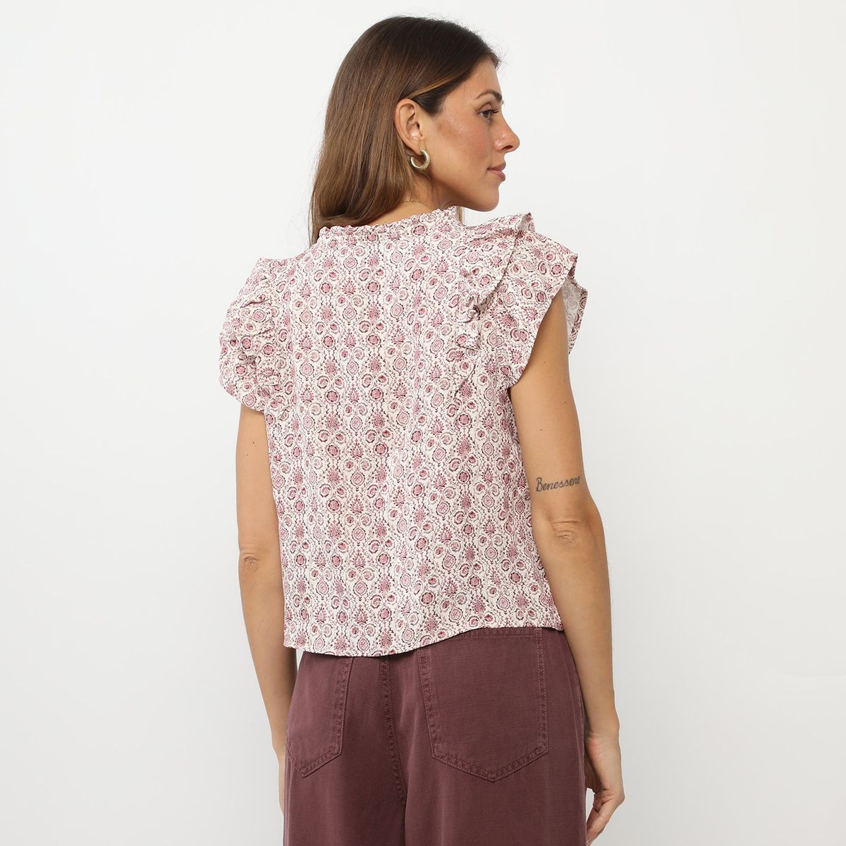 BASEMENT - Blusa Manga Corta 100% Algodón Mujer Basement