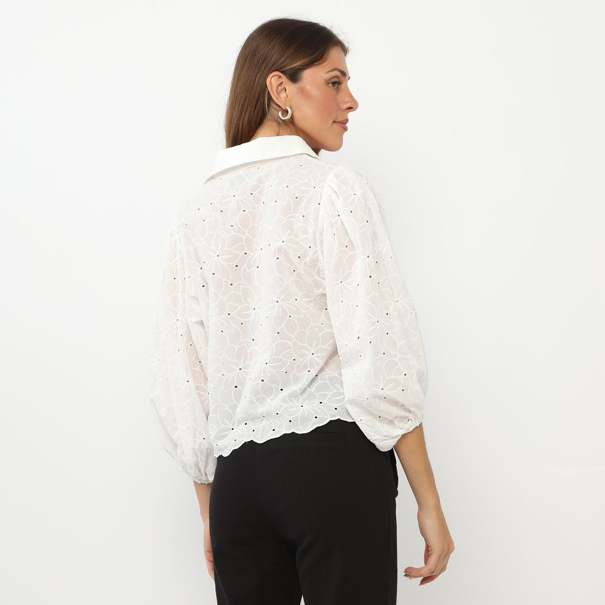 BASEMENT - Blusa Manga Larga 100% Algodón Mujer Basement