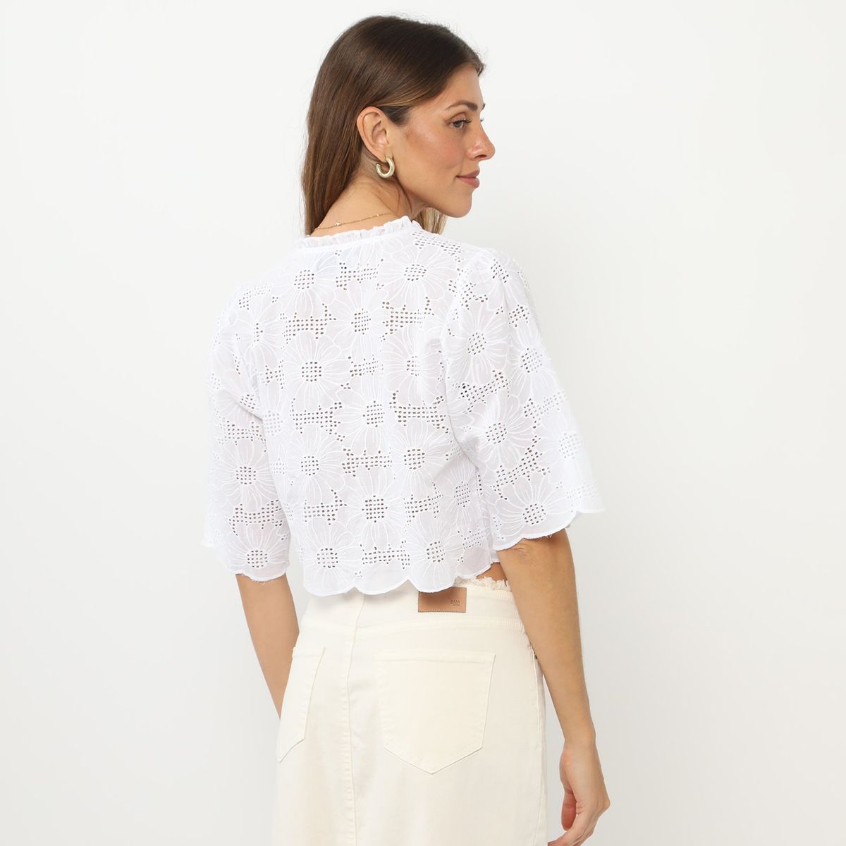 BASEMENT - Blusa Manga Corta 100% Algodón Mujer Basement