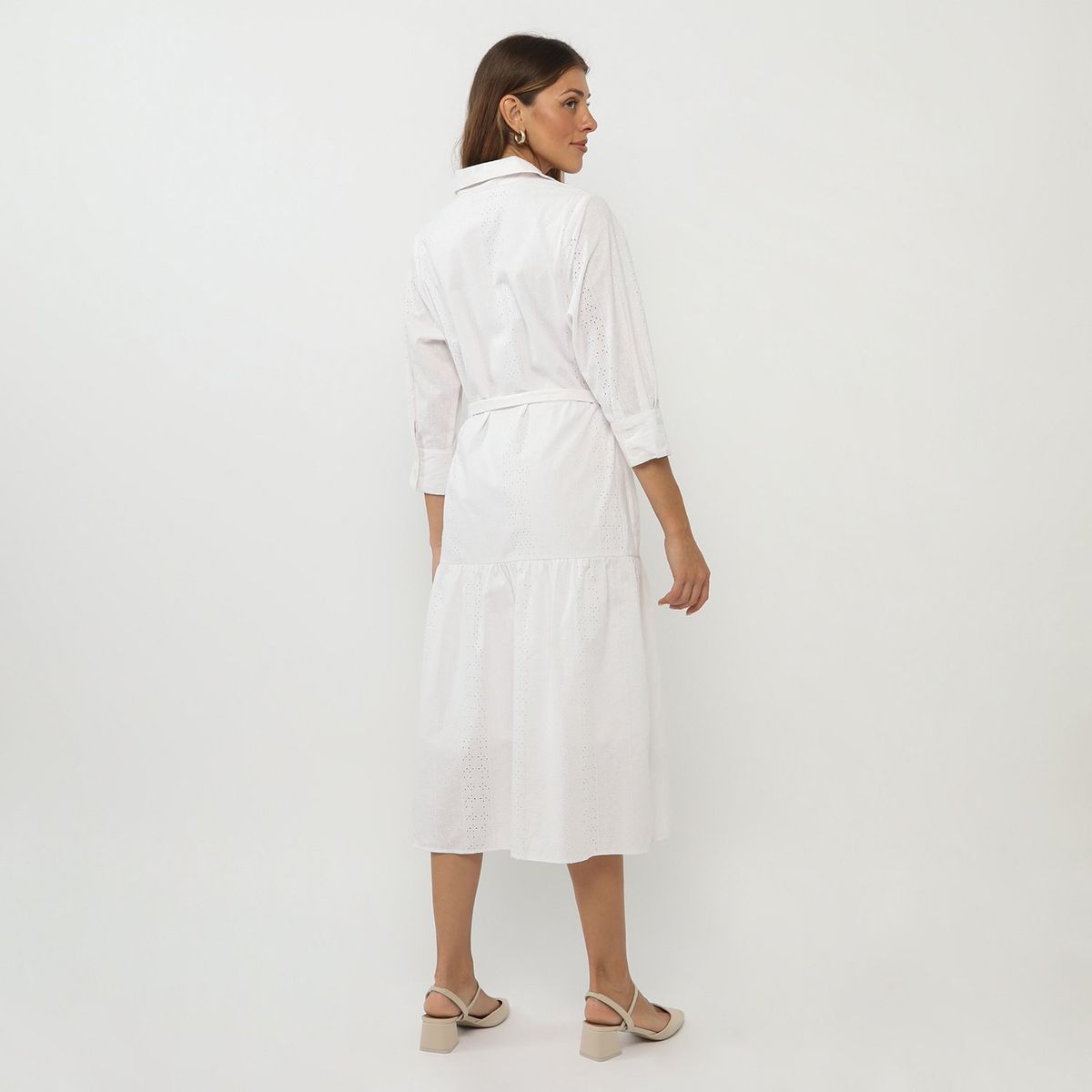 BASEMENT - Vestido Largo Camisero 100% Algodón Mujer Basement