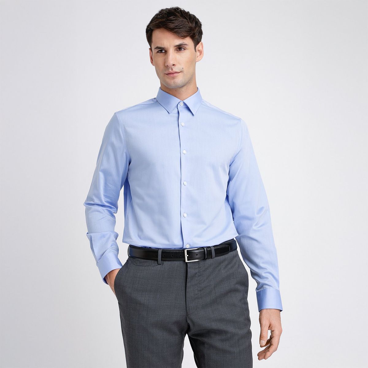 PERRY ELLIS - Camisa Manga Larga Slim Fit 100% Algodón Hombre Perry Ellis 