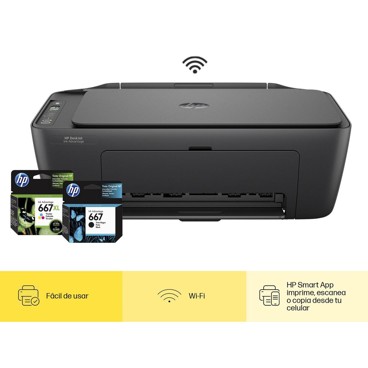 HP - Impresora Multifuncional Deskjet Ink Advantage 2874 color Wifi Escaner Copia