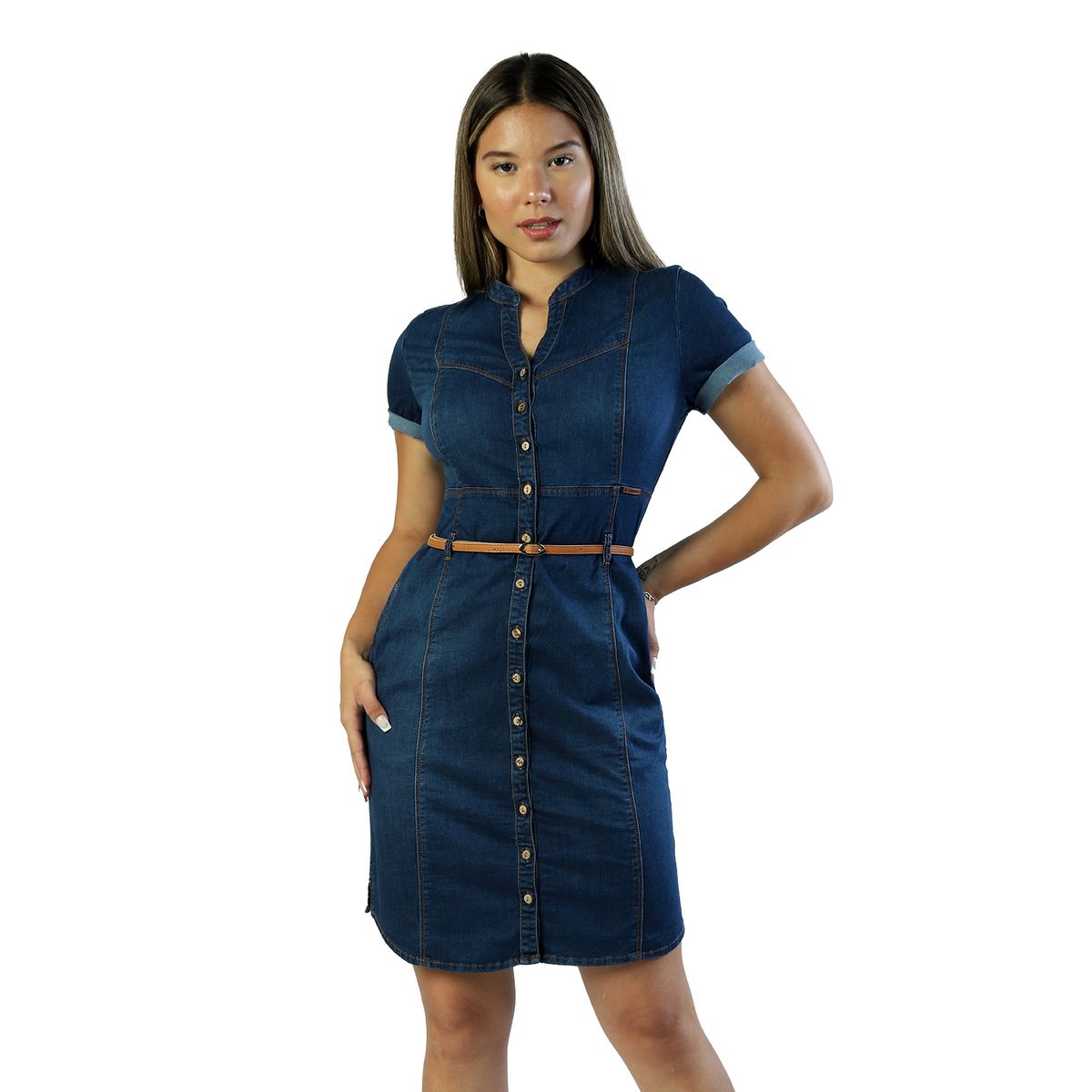 FORDAN JEANS - Vestido Cuello Neru M/corta Cod3895